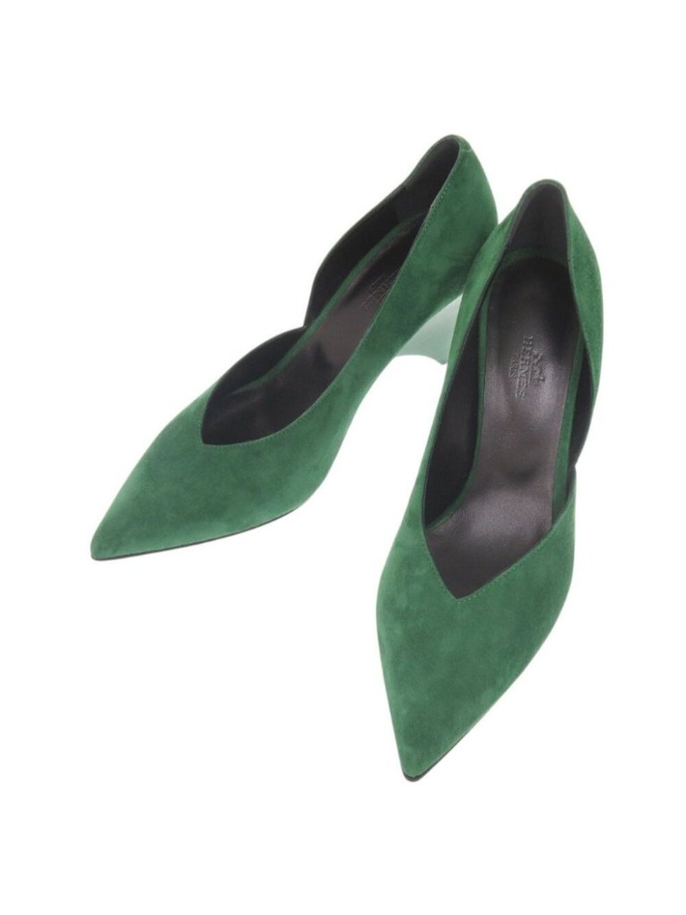 Hermes Fatale 85 38 Suede Green Pumps Heel